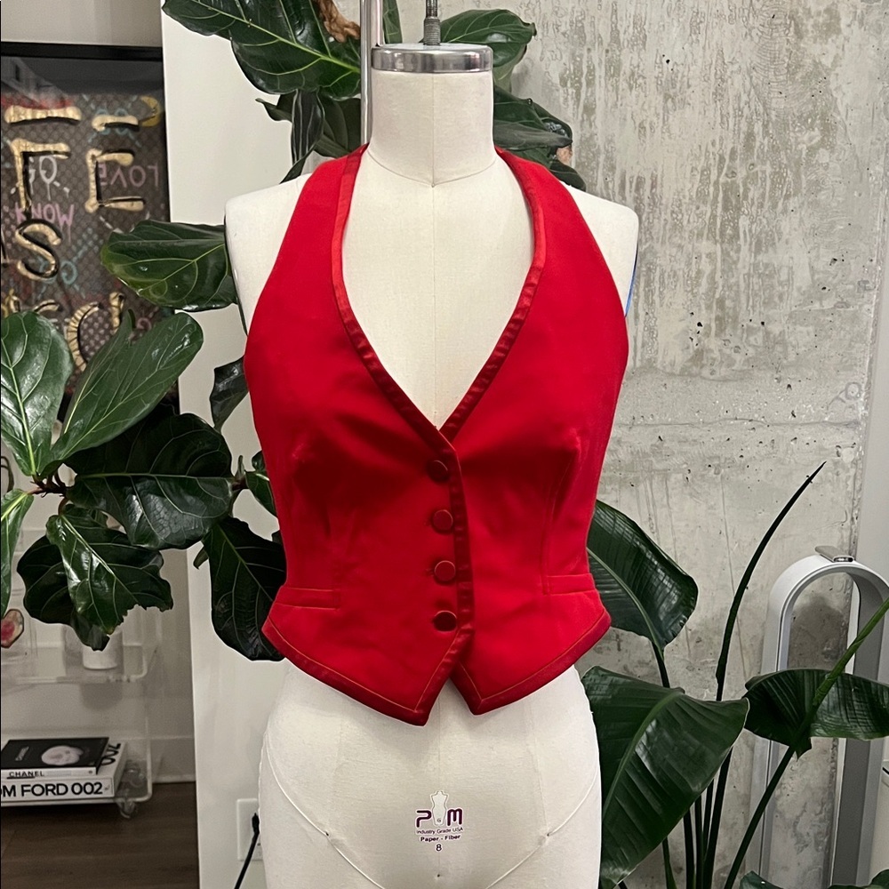 Marciano Red Satin Halter Top Vest